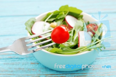 Salad Closeup Tomato Stock Photo