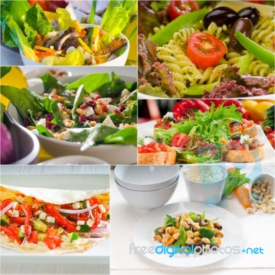 Salad Collage Composition Nested On Frame Stock Photo