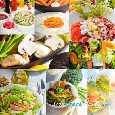 Salad Collage Composition Nested On Frame Stock Photo