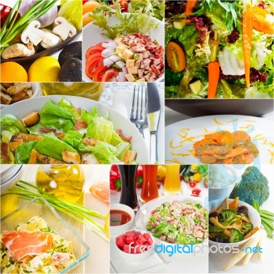 Salad Collage Composition Nested On Frame Stock Photo