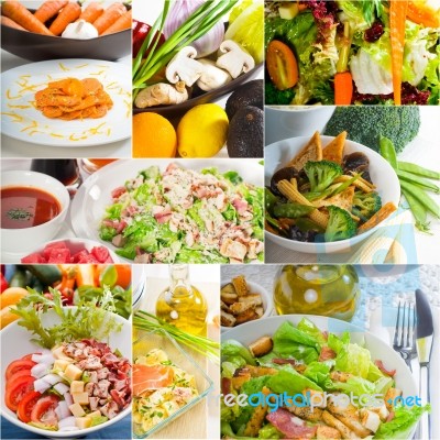 Salad Collage Composition Nested On Frame Stock Photo