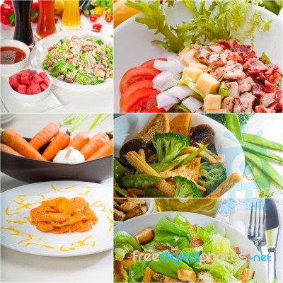 Salad Collage Composition Nested On Frame Stock Photo