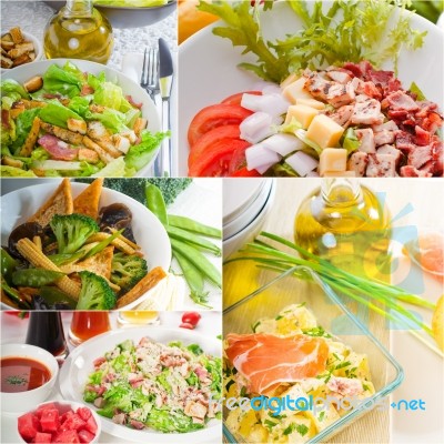 Salad Collage Composition Nested On Frame Stock Photo