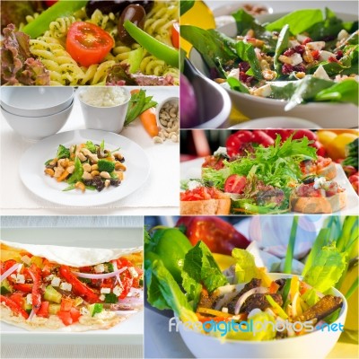 Salad Collage Composition Nested On Frame Stock Photo