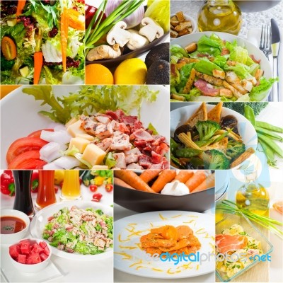 Salad Collage Composition Nested On Frame Stock Photo