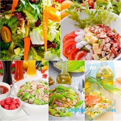 Salad Collage Composition Nested On Frame Stock Photo