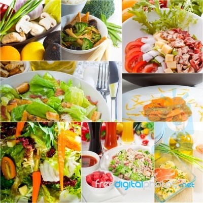 Salad Collage Composition Nested On Frame Stock Photo