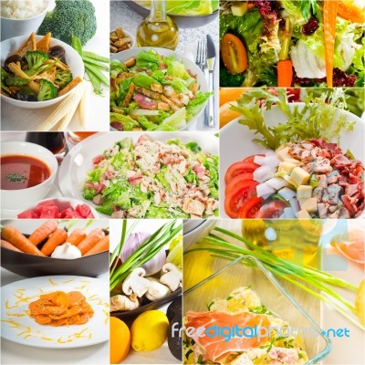 Salad Collage Composition Nested On Frame Stock Photo