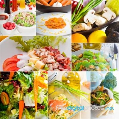 Salad Collage Composition Nested On Frame Stock Photo