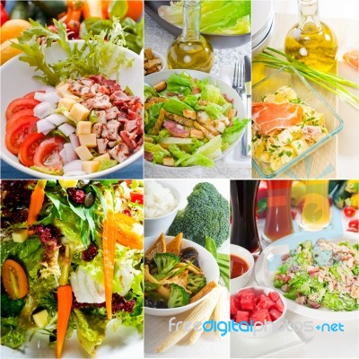 Salad Collage Composition Nested On Frame Stock Photo