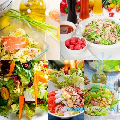 Salad Collage Composition Nested On Frame Stock Photo