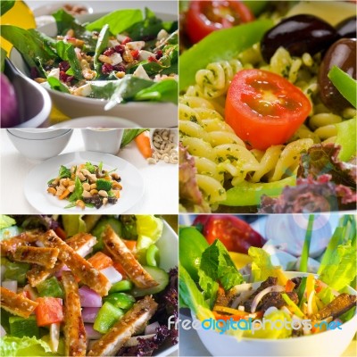 Salad Collage Composition Nested On Frame Stock Photo