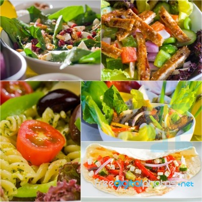 Salad Collage Composition Nested On Frame Stock Photo