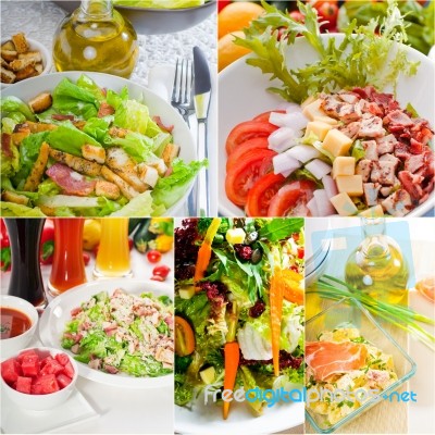 Salad Collage Composition Nested On Frame Stock Photo