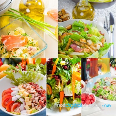 Salad Collage Composition Nested On Frame Stock Photo