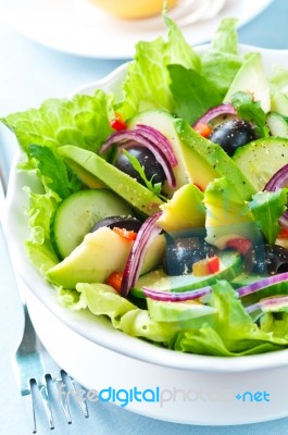 Salad With Avocado Stock Photo