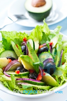 Salad With Avocado Stock Photo