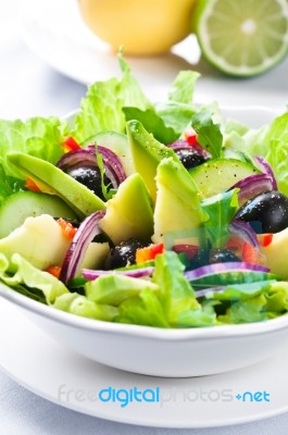 Salad With Avocado Stock Photo