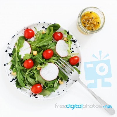 Salad With Passion Fruit Dressing Stock Photo