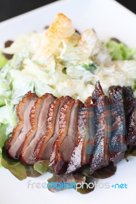 Salad With Smoked Duck Stock Photo