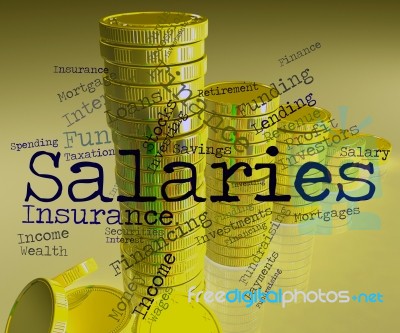 Salaries Word Indicates Income Money And Pay Stock Image