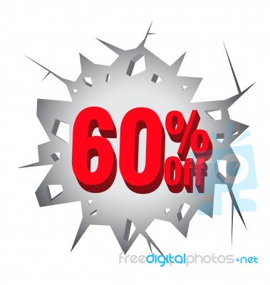 Sale 60% Percent On Hole Cracked White Wall Stock Image