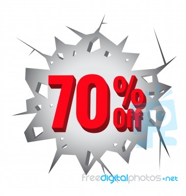 Sale 70% Percent On Hole Cracked White Wall Stock Image