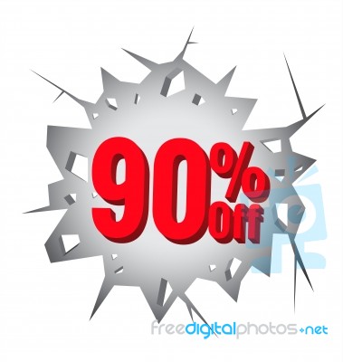 Sale 90% Percent On Hole Cracked White Wall Stock Image