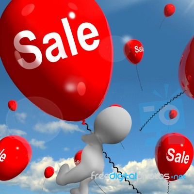 Sale Balloons Shows Offers In Selling And Discounts Stock Image
