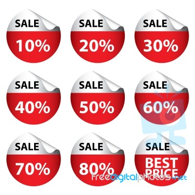 Sale Banner With Many Discount Price Circle Sign Isolated On White Background Stock Image