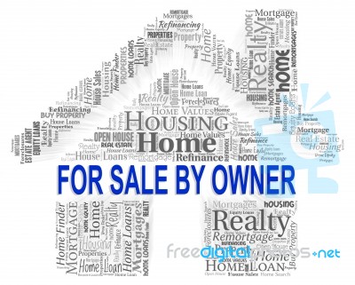 Sale By Owner Indicates On Market And Advertisement Stock Image