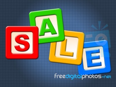 Sale Kids Blocks Indicates Youths Youngsters And Youth Stock Image