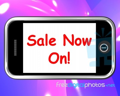 Sale Now On words Mobile Phone Stock Image