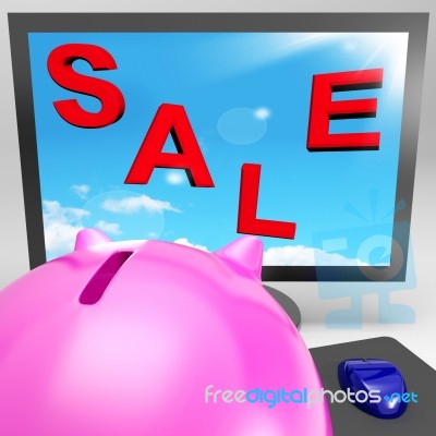 Sale On Monitor Showing Clearances Stock Image