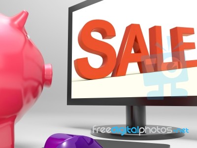 Sale Screen Shows Retail Marketing And Promotion Stock Image