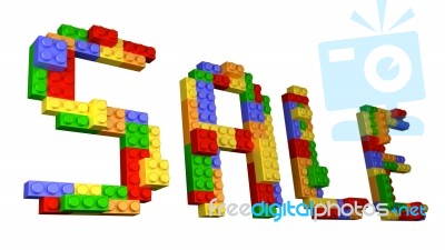 Sale - Straight Wording Constructed From Glossy Bricks Stock Image