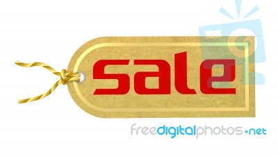 Sale Tag Printed On A Classic Paper With Golden Border Stock Image