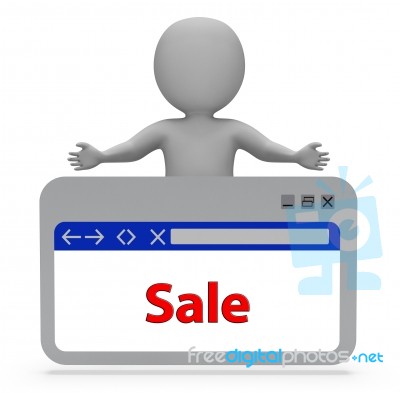 Sale Webpage Indicates Rebate Browsing And Merchandise 3d Render… Stock Image