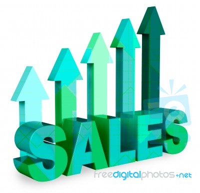 Sales Arrows Indicates Market Commerce 3d Rendering Stock Image