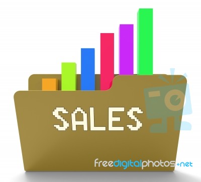 Sales File 3d Rendering With Graph Statistics Stock Image