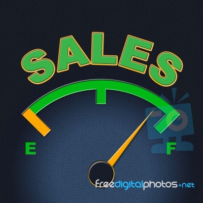 Sales Gauge Means Promotion Meter And Scale Stock Image