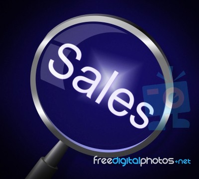 Sales Magnifier Indicates E-commerce Retail And Magnify Stock Image