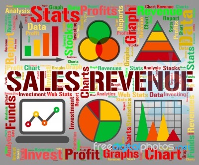 Sales Revenue Represents Profits Rebate And Save Stock Image