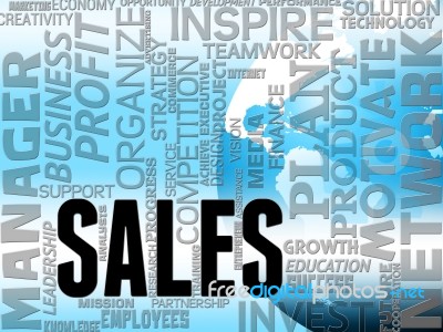 Sales Words Indicate Consumer Promotion And Purchases Stock Image