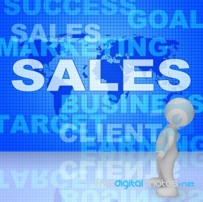 Sales Words Represents Corporation Sell 3d Rendering Stock Image