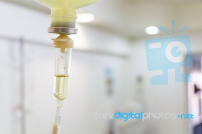 Saline Solution In Emergency Room At Hospital Stock Photo