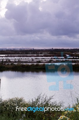 Salt Evaporation Ponds Stock Photo