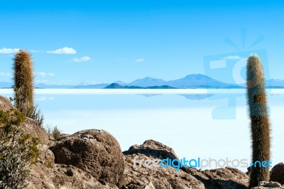 Salt Lake - Salar De Uyuni In Bolivia Stock Photo