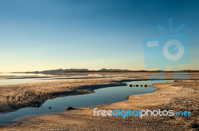 Salt Lake - Salar De Uyuni In Bolivia Stock Photo