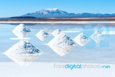 Salt Lake Uyuni In Bolivia Stock Photo